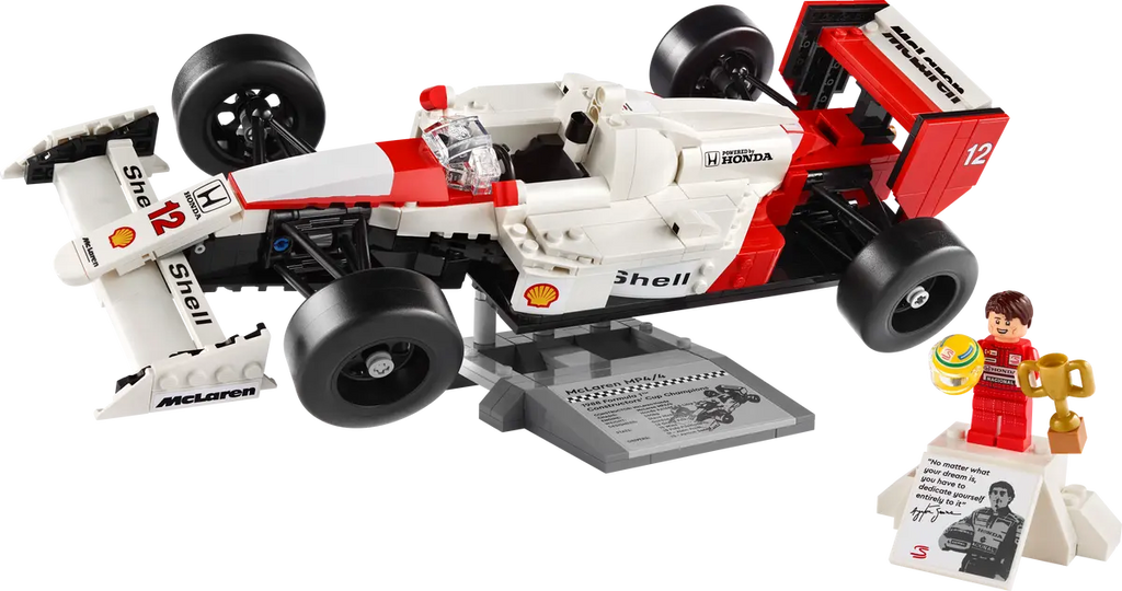 LEGO McLaren MP4/4 en Ayrton Senna 10330 - Gedetailleerd model van de iconische McLaren MP4/4 racewagen en een figuur van Ayrton Senna, met authentieke kenmerken uit de Formule 1