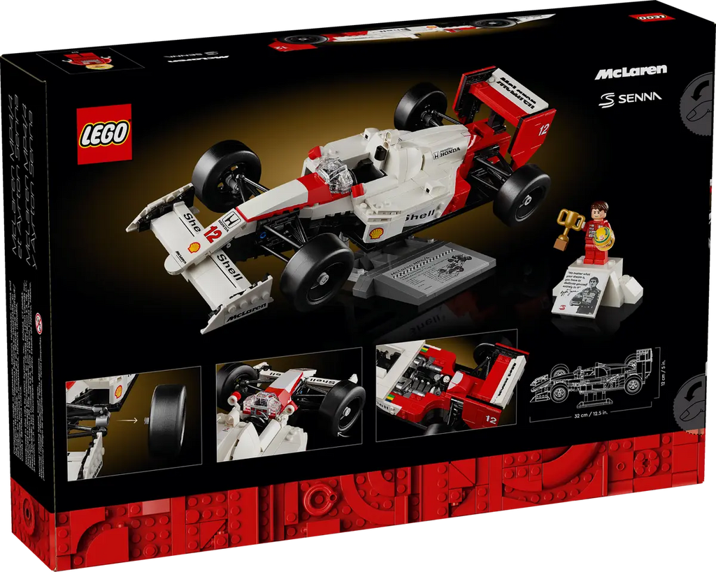 LEGO McLaren MP4/4 en Ayrton Senna 10330 - Gedetailleerd model van de iconische McLaren MP4/4 racewagen en een figuur van Ayrton Senna, met authentieke kenmerken uit de Formule 1