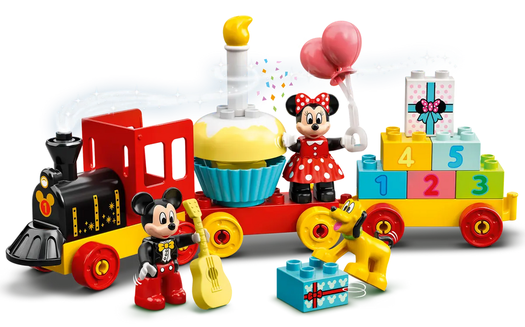 LEGO Mickey & Minnie Birthday Train 10941 - Vrolijk model van een verjaardags trein met Mickey en Minnie Mouse, met kleurrijke bouwstenen en feestelijke details voor jongere bouwers