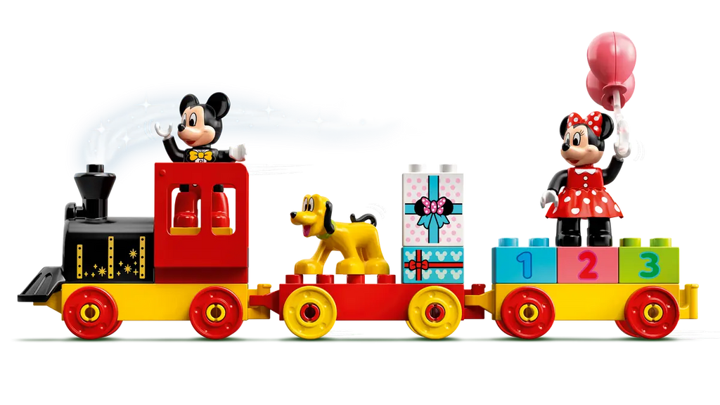 LEGO Mickey & Minnie Birthday Train 10941 - Vrolijk model van een verjaardags trein met Mickey en Minnie Mouse, met kleurrijke bouwstenen en feestelijke details voor jongere bouwers