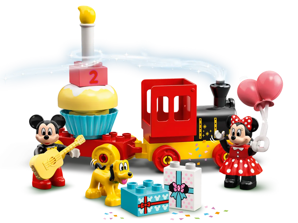 LEGO Mickey & Minnie Birthday Train 10941 - Vrolijk model van een verjaardags trein met Mickey en Minnie Mouse, met kleurrijke bouwstenen en feestelijke details voor jongere bouwers