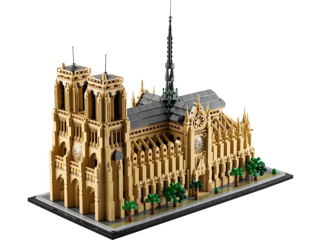 LEGO architectuurset Notre-Dame van Parijs 21061 met gedetailleerde weergave van de iconische torens en gotische architectuur van de beroemde Parijse kathedraal