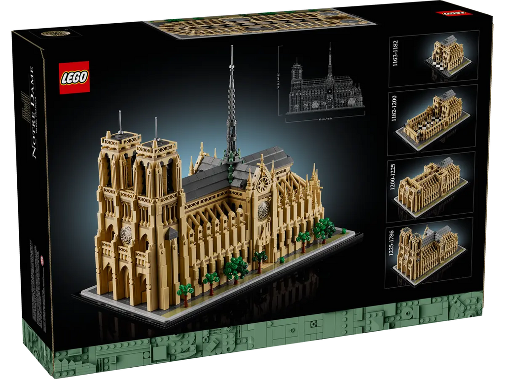 LEGO architectuurset Notre-Dame van Parijs 21061 met gedetailleerde weergave van de iconische torens en gotische architectuur van de beroemde Parijse kathedraal