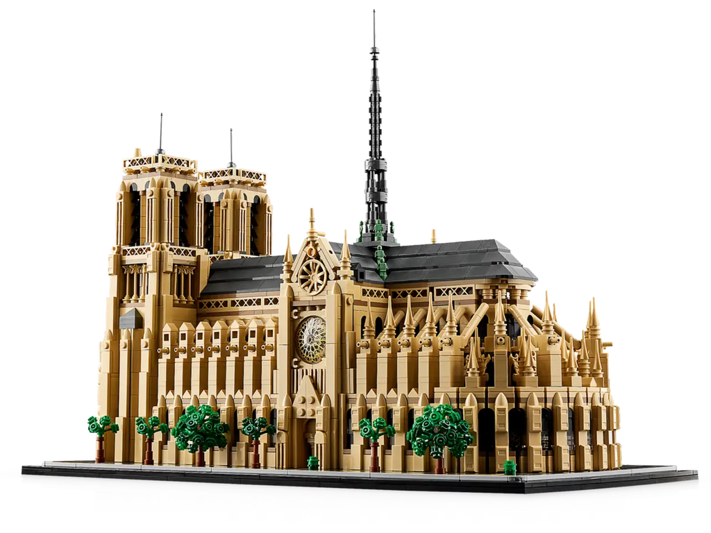 LEGO architectuurset Notre-Dame van Parijs 21061 met gedetailleerde weergave van de iconische torens en gotische architectuur van de beroemde Parijse kathedraal