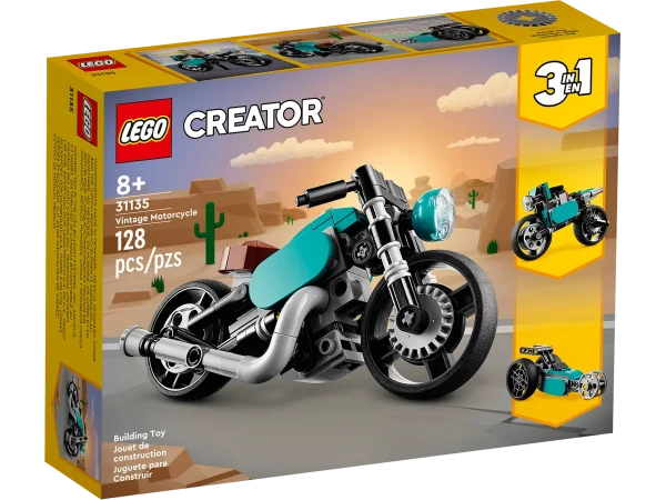 LEGO Vintage Motorcycle 31135 - Gedetailleerd model van een vintage motorfiets met realistische bouwstenen en retro-ontwerp, perfect voor motorliefhebbers en verzamelaars