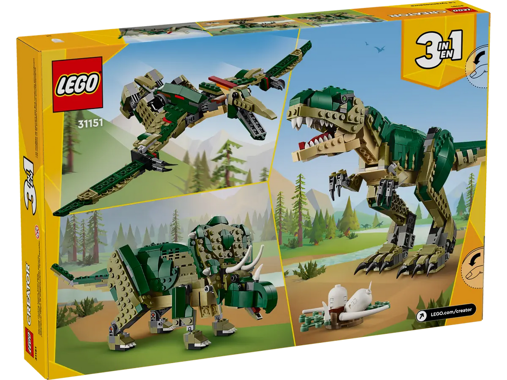 LEGO T. rex 31151 - Imposant model van een T. rex met gedetailleerde bouwstenen en realistische kenmerken, ideaal voor dinosaurussenliefhebbers en avontuurlijke bouwprojecten