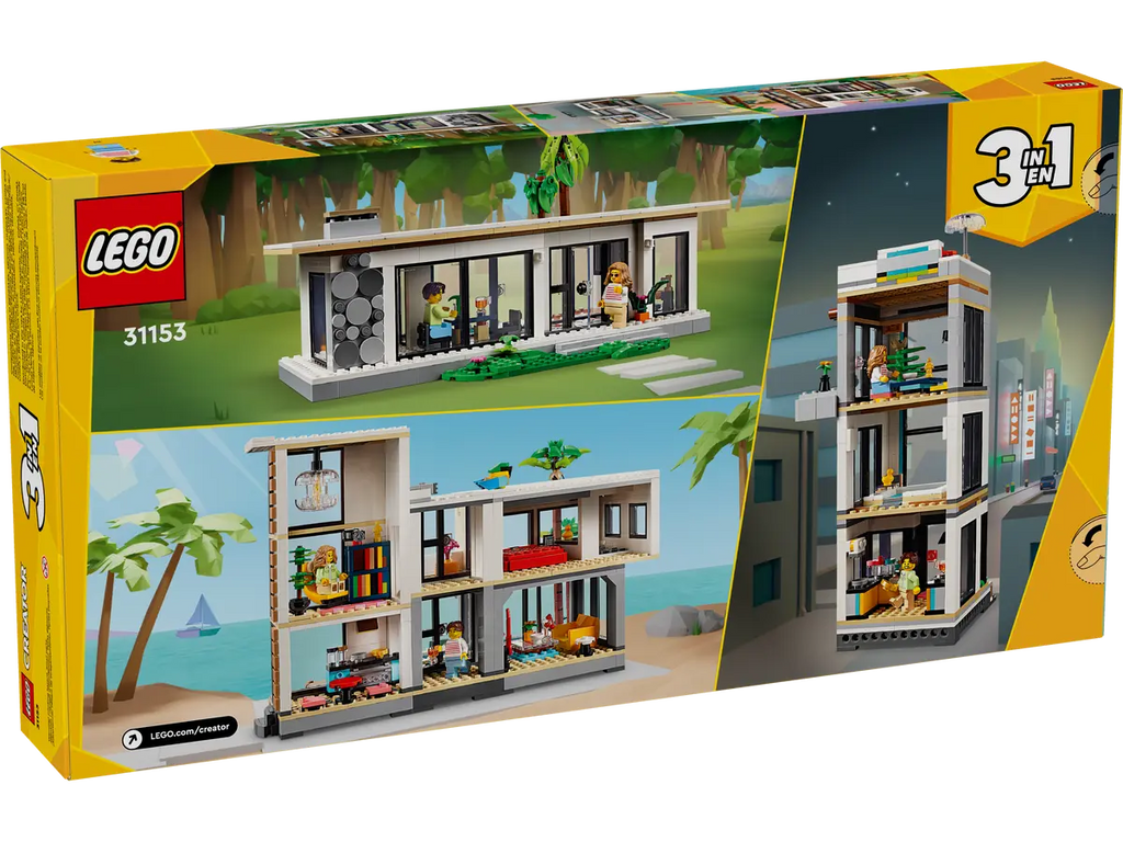 LEGO Modern House 31153 - Stijlvol model van een modern huis met veelzijdige bouwstenen en realistische details voor een eigentijdse woning