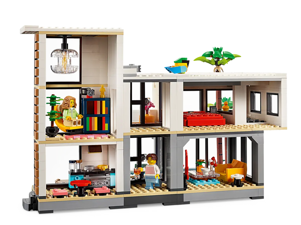 LEGO Modern House 31153 - Stijlvol model van een modern huis met veelzijdige bouwstenen en realistische details voor een eigentijdse woning