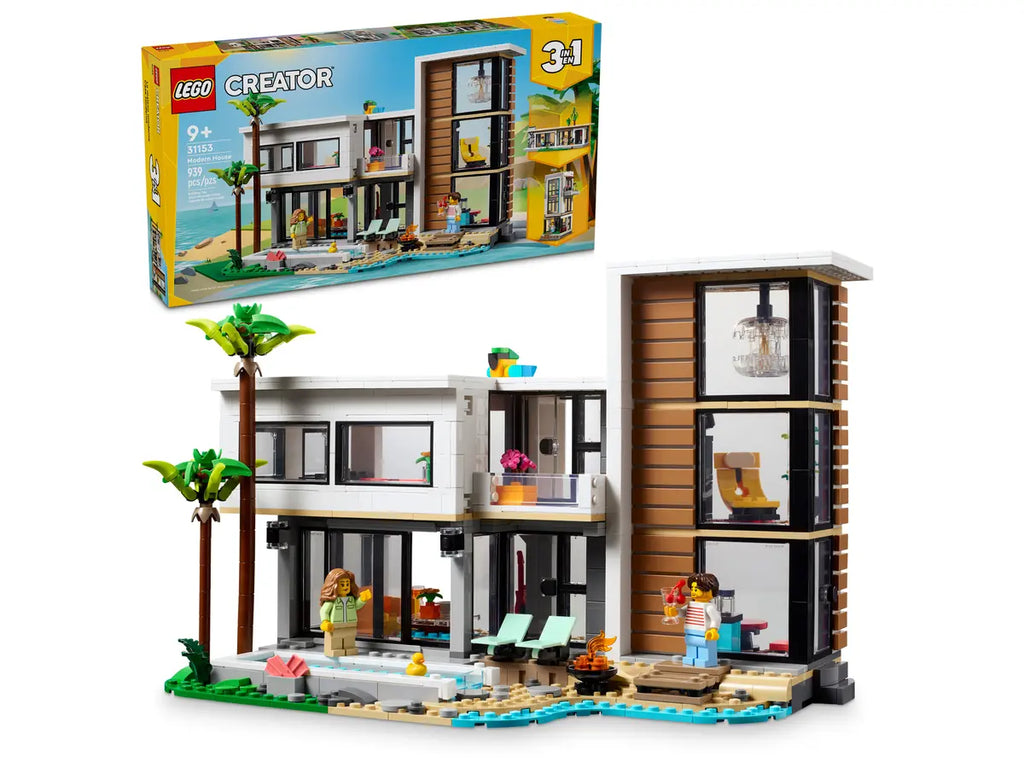 LEGO Modern House 31153 - Stijlvol model van een modern huis met veelzijdige bouwstenen en realistische details voor een eigentijdse woning