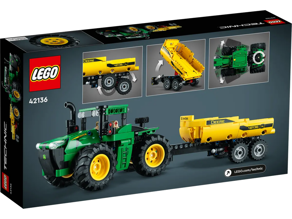 LEGO John Deere 9620R 4WD 42136 - Gedetailleerd model van de John Deere 9620R 4WD trekker met realistische bouwstenen en functionele onderdelen voor landbouwactiviteiten