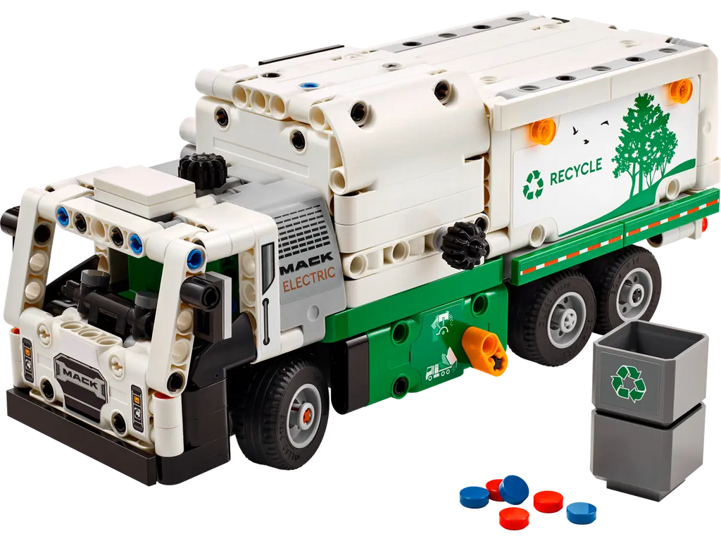 LEGO Mack® LR Electric Garbage Truck 42167 - Gedetailleerd model van de Mack® LR elektrische vuilniswagen met functionele onderdelen en realistische kenmerken voor stadsbeheer