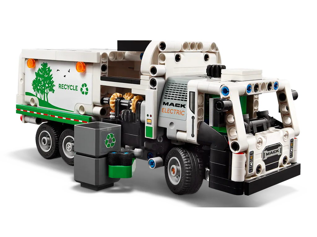 LEGO Mack® LR Electric Garbage Truck 42167 - Gedetailleerd model van de Mack® LR elektrische vuilniswagen met functionele onderdelen en realistische kenmerken voor stadsbeheer