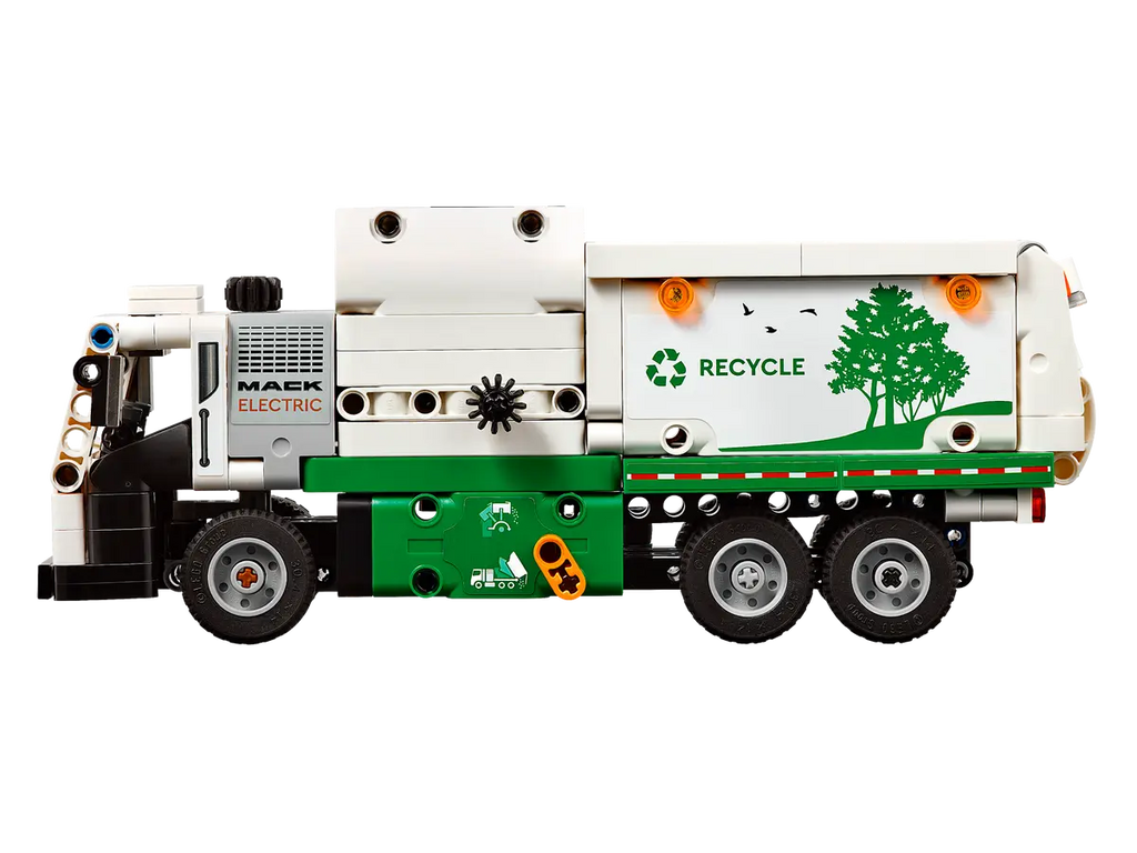 LEGO Mack® LR Electric Garbage Truck 42167 - Gedetailleerd model van de Mack® LR elektrische vuilniswagen met functionele onderdelen en realistische kenmerken voor stadsbeheer