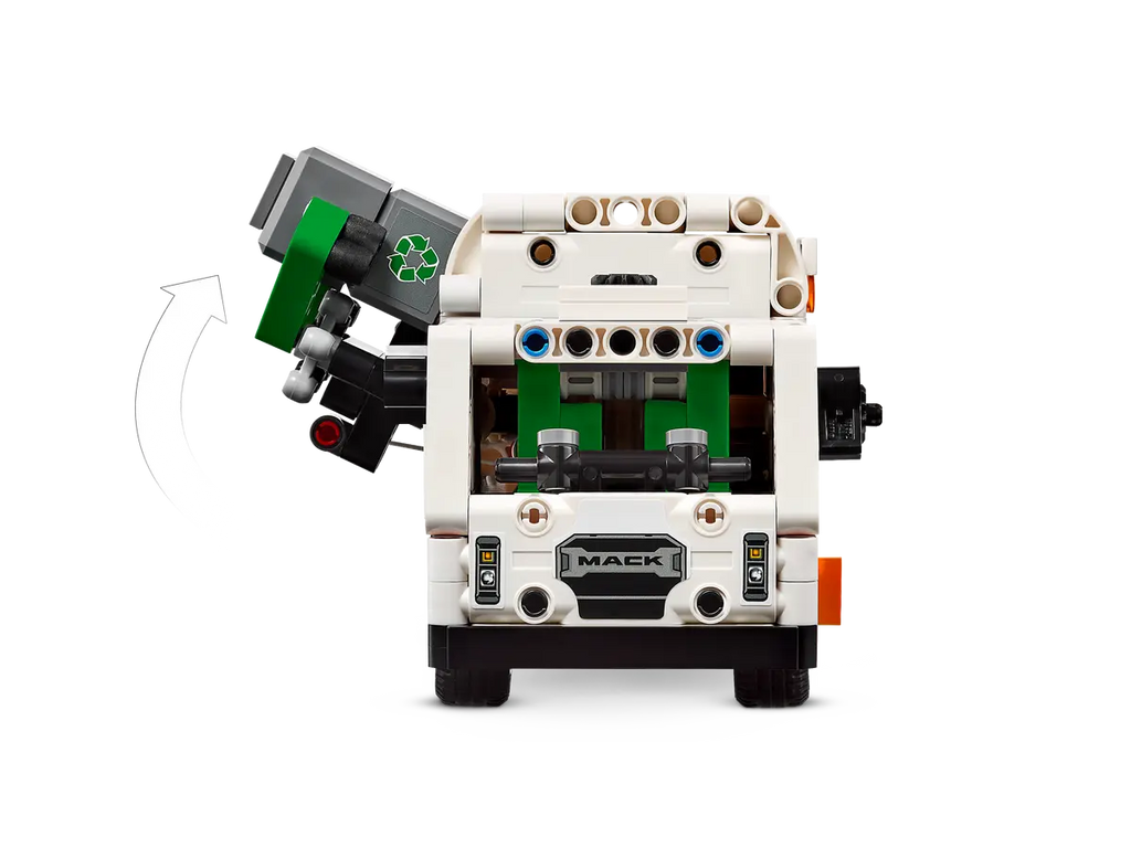 LEGO Mack® LR Electric Garbage Truck 42167 - Gedetailleerd model van de Mack® LR elektrische vuilniswagen met functionele onderdelen en realistische kenmerken voor stadsbeheer