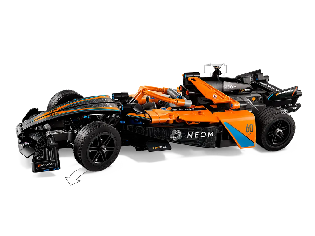 LEGO NEOM McLaren Formula E-Race Car 42169 - Gedetailleerd model van de NEOM McLaren Formula E-racewagen met aerodynamische bouwstenen en realistische kenmerken voor elektrische racen